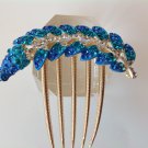 Blue Leaf Alloy Rhinestone Crystal Comb