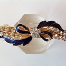 Navy Bow Alloy Rhinestone Crystal Barrette