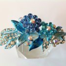 Blue Flower Alloy Rhinestone Crystal Barrette