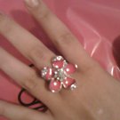 Pink flower "diamond" ring