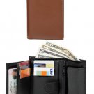 Guys Multi Pocket Black Leather Wallet with ID and Credit Card Slots