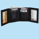 Black Leather Billfold Wallet with two ID Display Windows