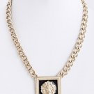 Black Square Lionhead Chunky Chain Necklace