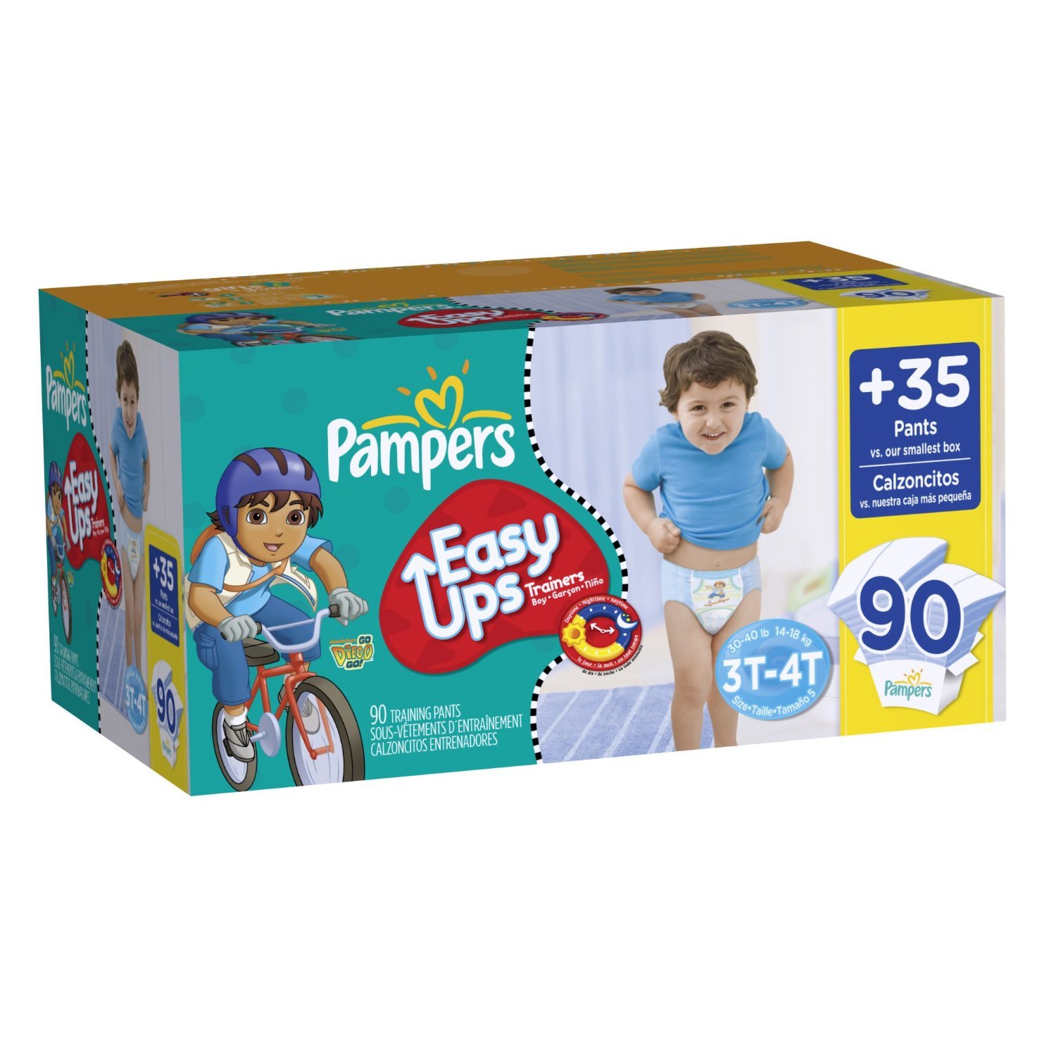 Pampers Easy Ups Trainers for Boys Size 3T4T Value Pack 90 Count (FREE