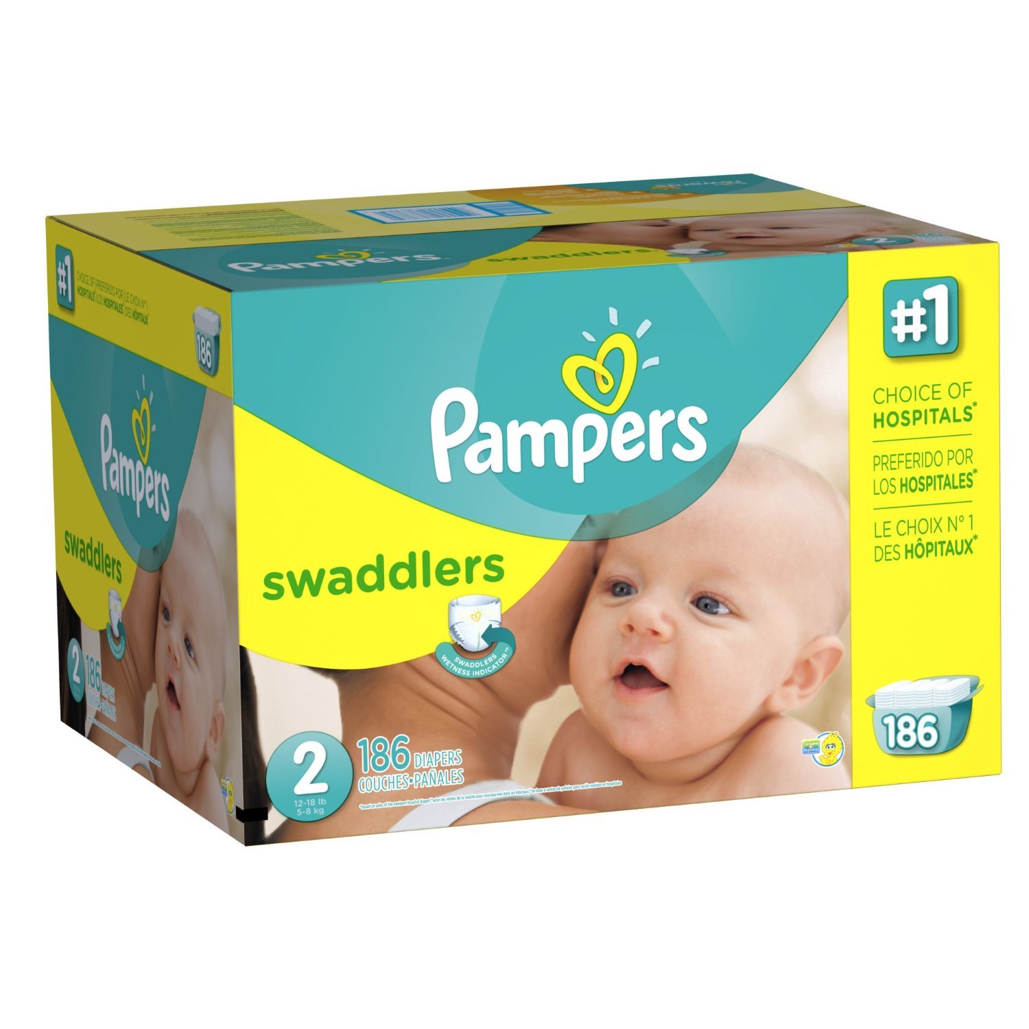 Pampers Swaddlers Diapers Size 2 186 Count (FREE SHIPPING)