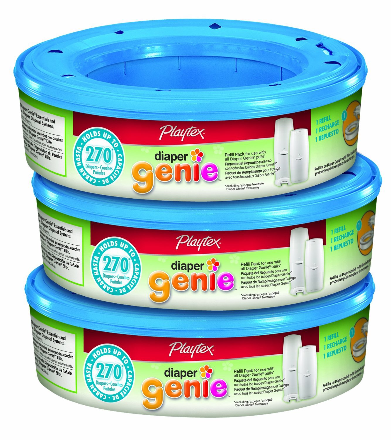 Playtex Diaper Genie Refill 3 packs of 270 count (total of 810)