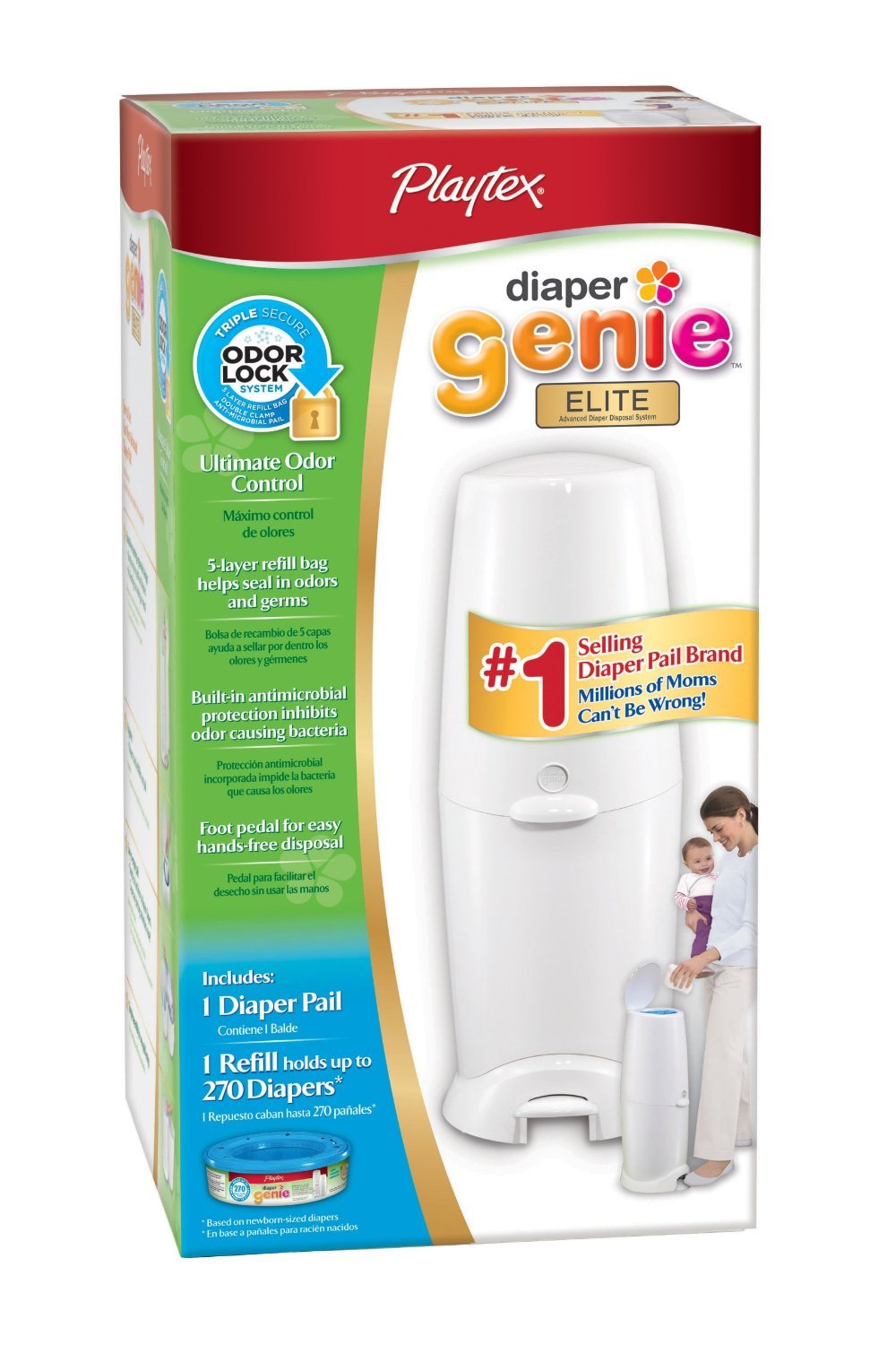 Playtex Diaper Genie Elite Diaper Disposal Pail with refill