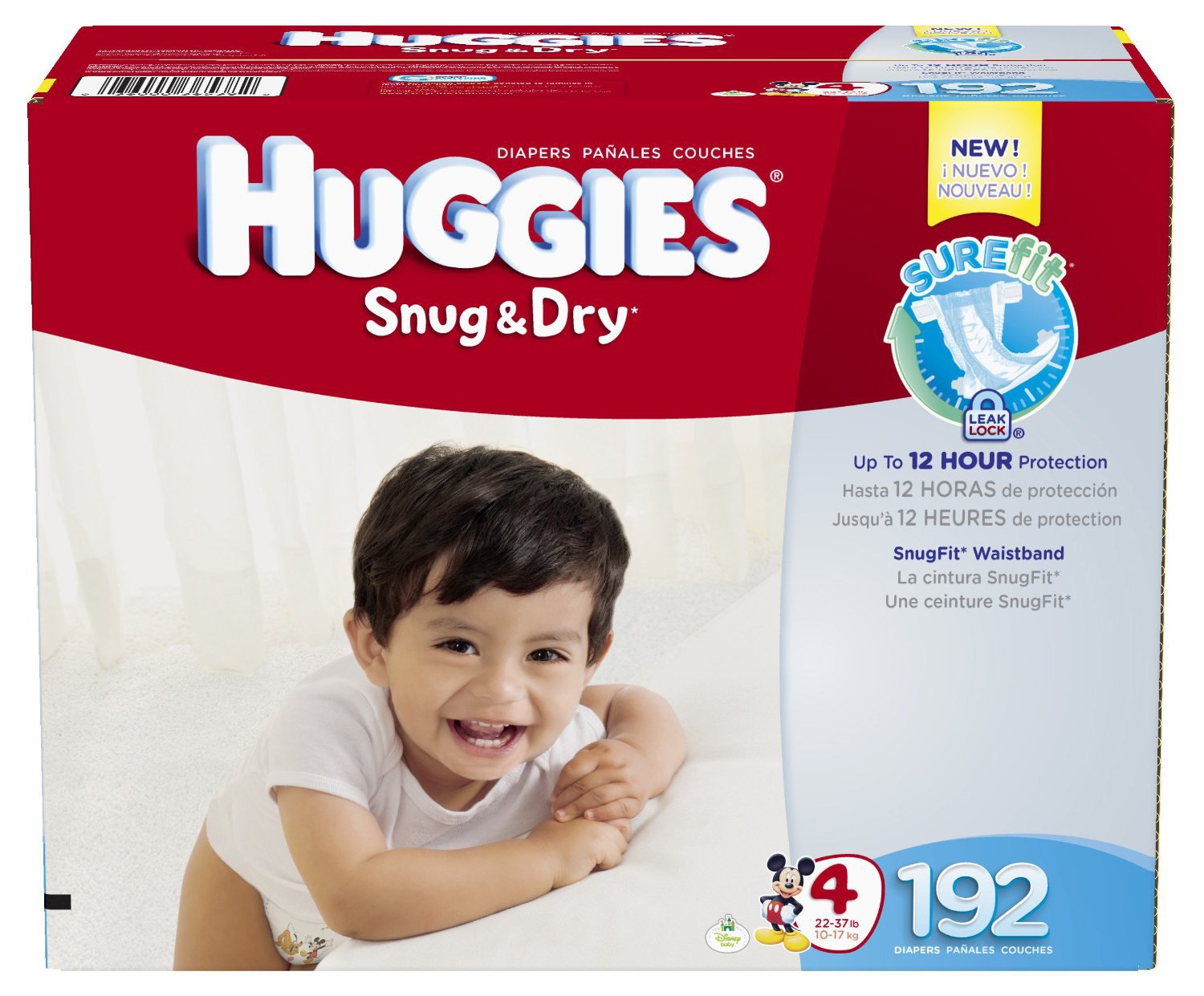 Size 4 fits 22-37 lbs. 192 Count Economy... HUGGIES Snug & Dry Baby Diapers 
