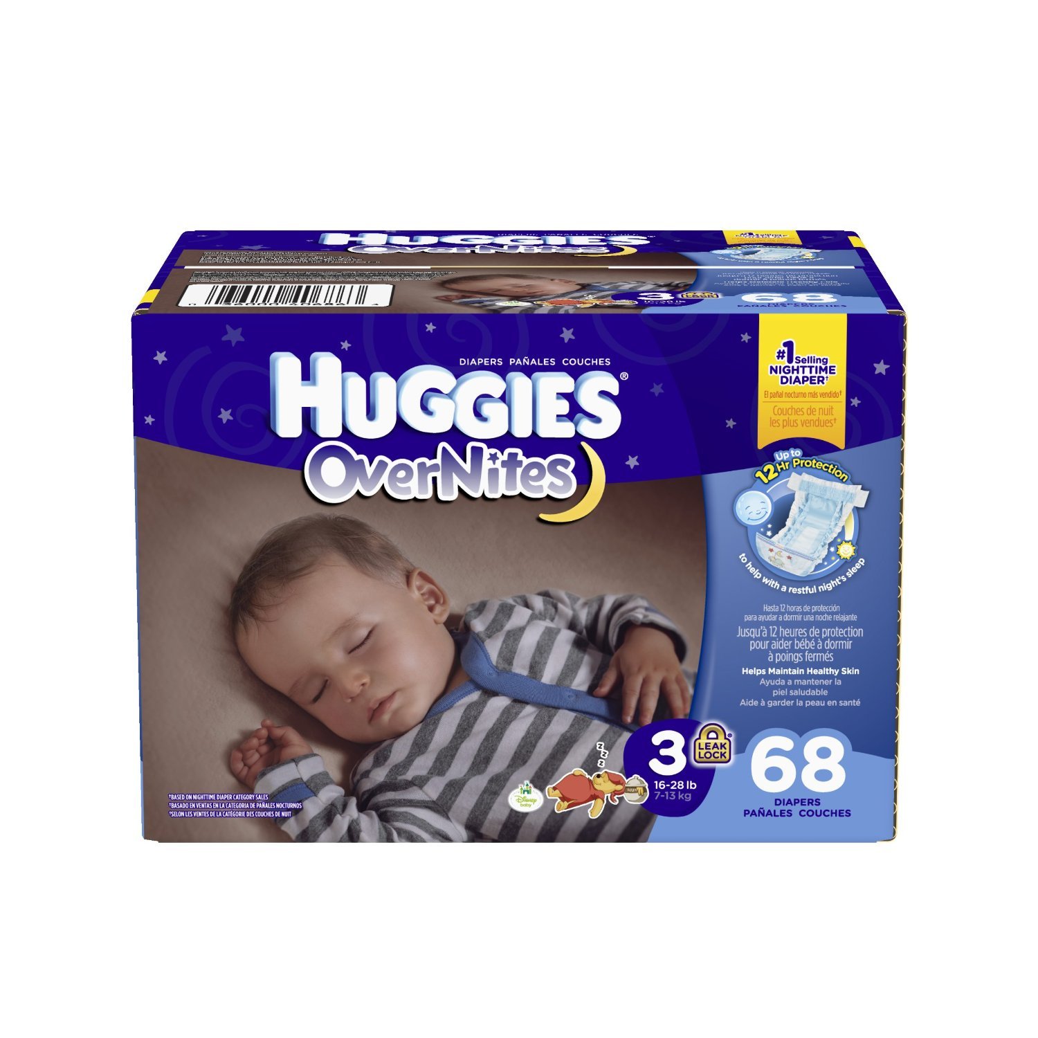 Huggies Diapers Overnite, Economy Pack Size 3 68 Count (FREE SHIPPING