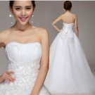 Free Shipping 5807 Long Train Lace Bridal Wedding Gown Prom Ball Evening Dress Size 6-20