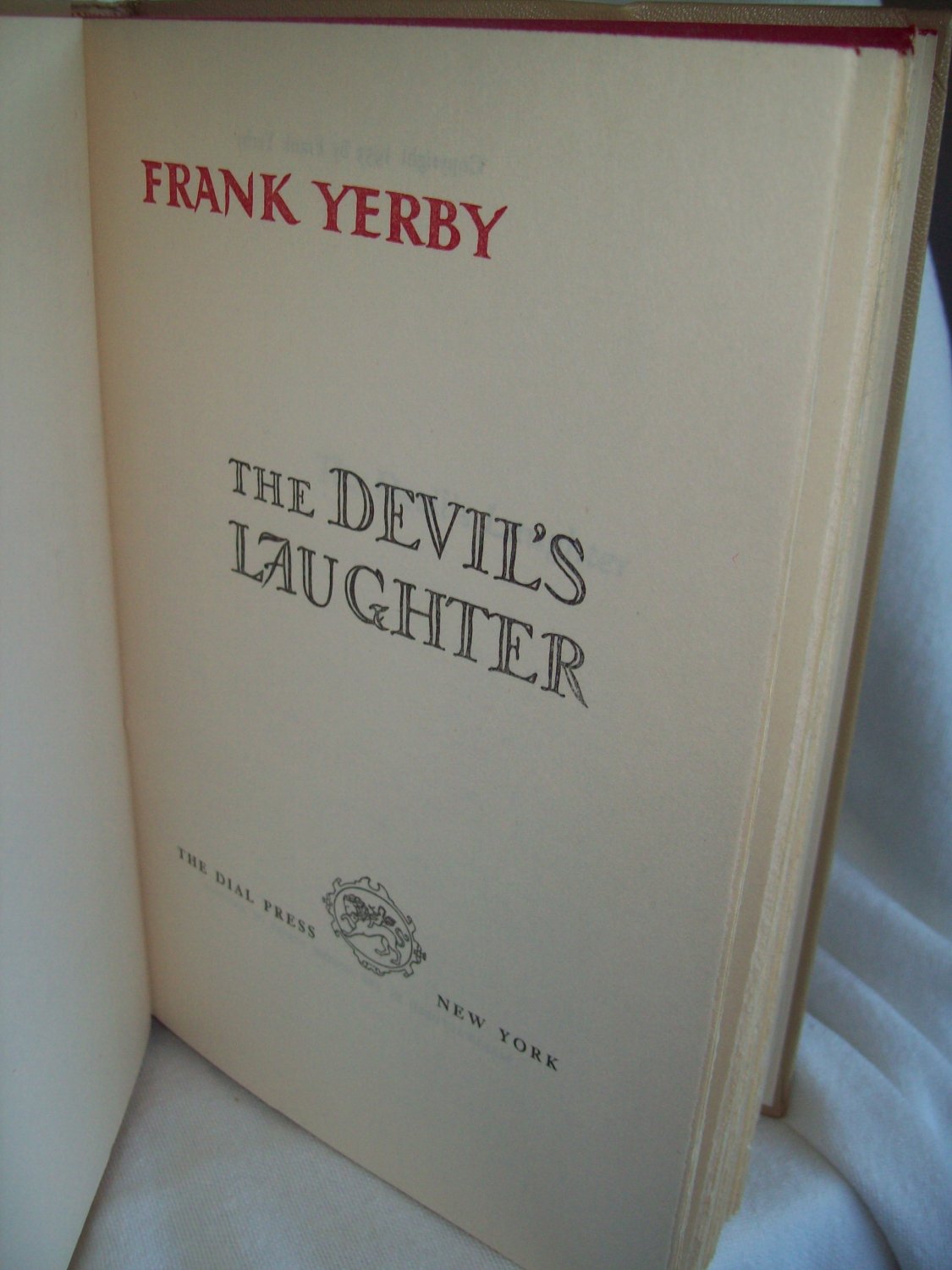 The Devil's Laughter. Frank Yerby, author. Early BC Edition. VG+/VG+