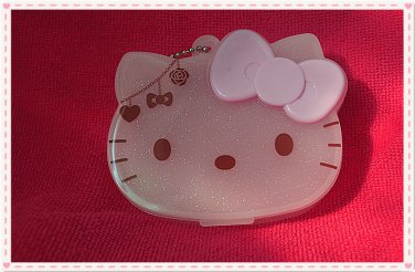 Sanrio Hello Kitty pink ribbon mini glittered cosmetic case key chain