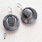 EarArtEarrings-01-008 - Marbled Grey Large Loop with Square Inlay Earrings