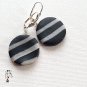EarArtEarrings-01-019 - Symmetrical Stripes Black and Grey Earrings