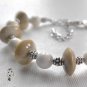 Embrace-01-013 Taupe and White with Silver Clasp Bracelet + extender