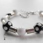 Embrace-01-014 Black and White with Silver Clasp Bracelet + extender