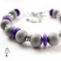 Embrace-01-015 Gray with Purple and Silver Clasp Bracelet + extender