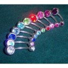 14g Cz Stone Belly Ring/Green