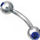 16g Blue Swarovski Cz Stone Eyebrow Ring