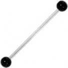 Black/Stainless Steel Industrial Barbell