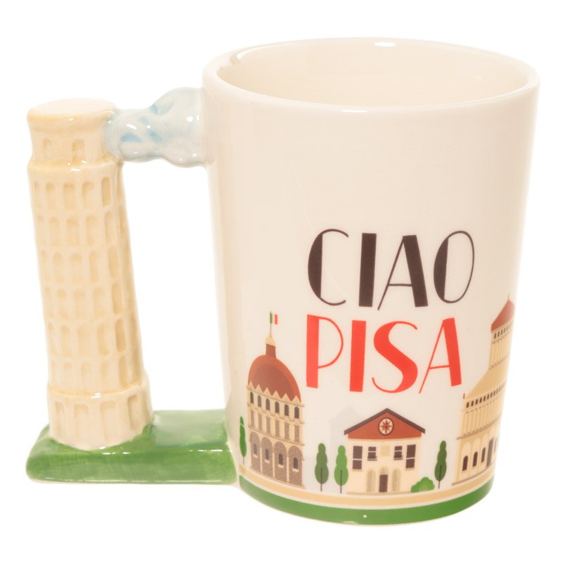 Leaning Tower of Pisa Handle Ceramic Mug