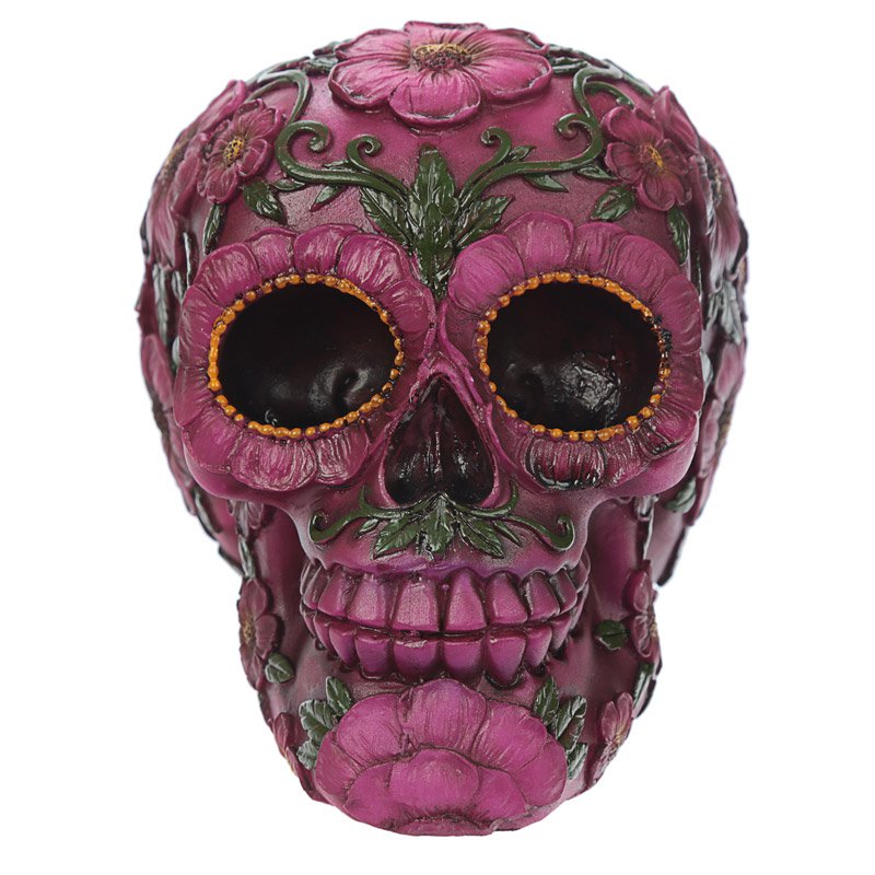 Day of the Dead Pink Flower Skull