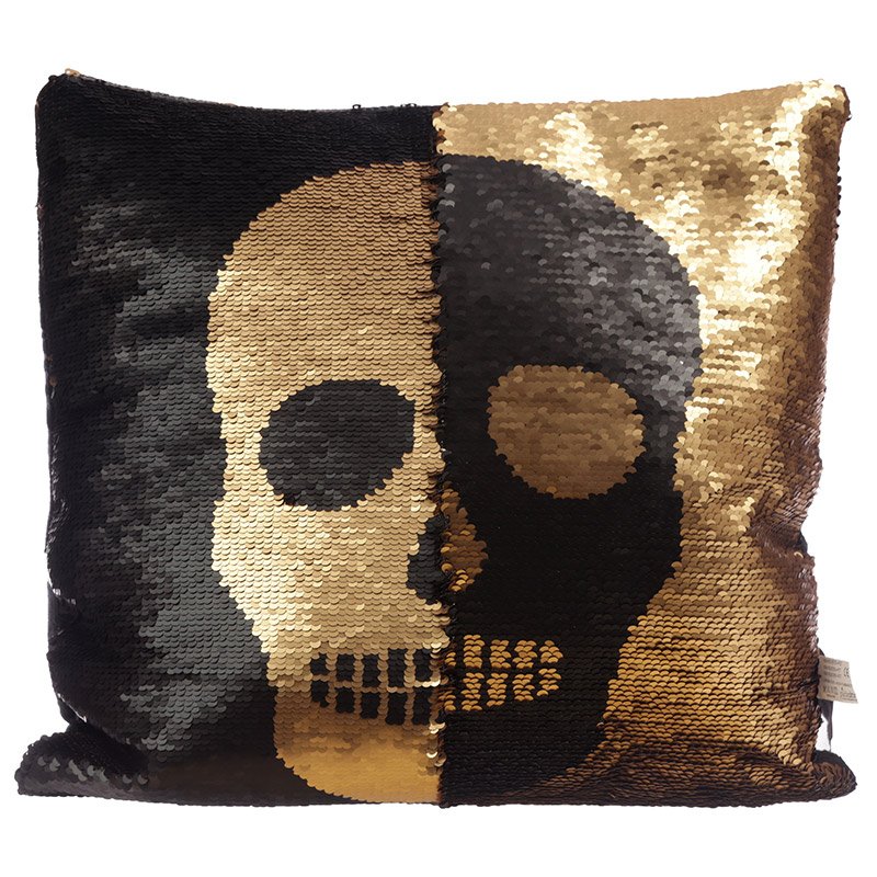 Sequin Two Tone Skull Cushion