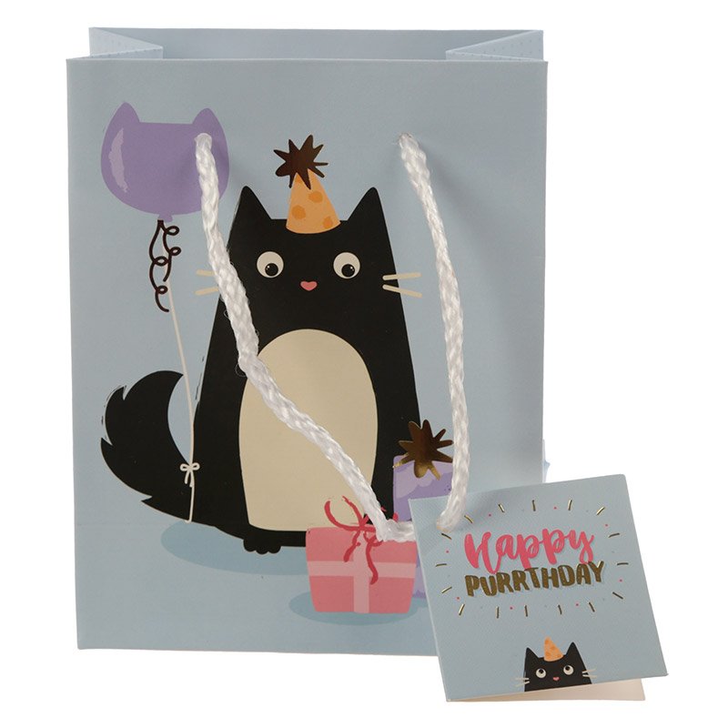 Feline Fine Happy Purrthday Cat Small Gift Bag