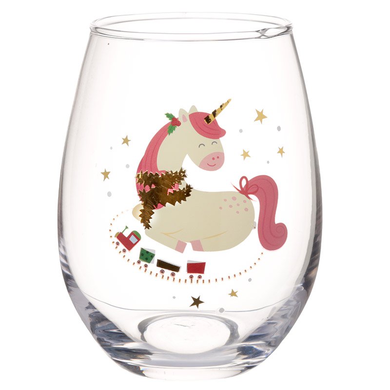 Christmas Unicorn Glass Tumbler Set of 2
