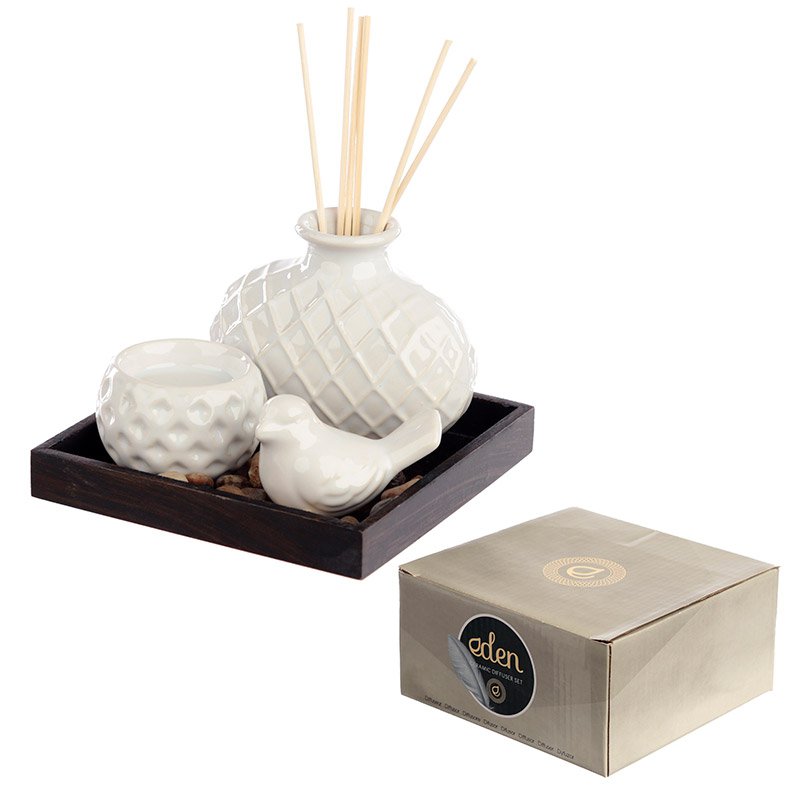 Eden Aroma Ceramic Diffuser and Tea Light Holder Set - Bird