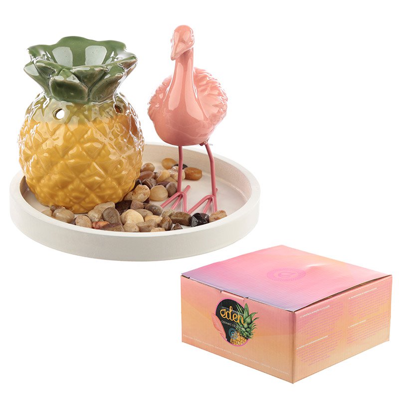 Eden Aroma Set - Pineapple Oil Burner & Flamingo Decoration