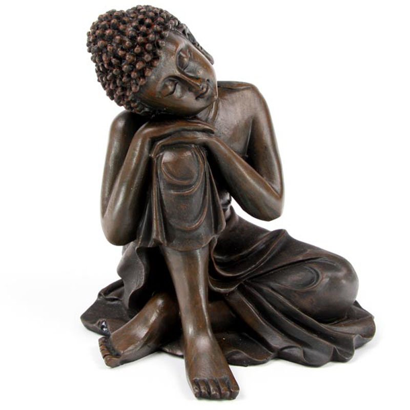 Wood Effect Thai Buddha with Head on Knee