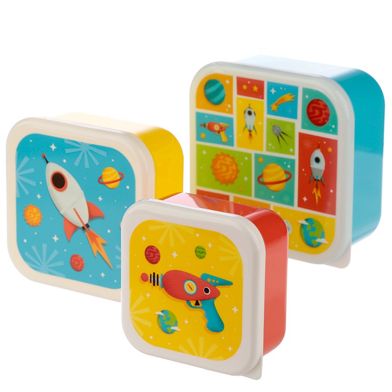 Set of 3 Plastic Lunch Boxes - Space