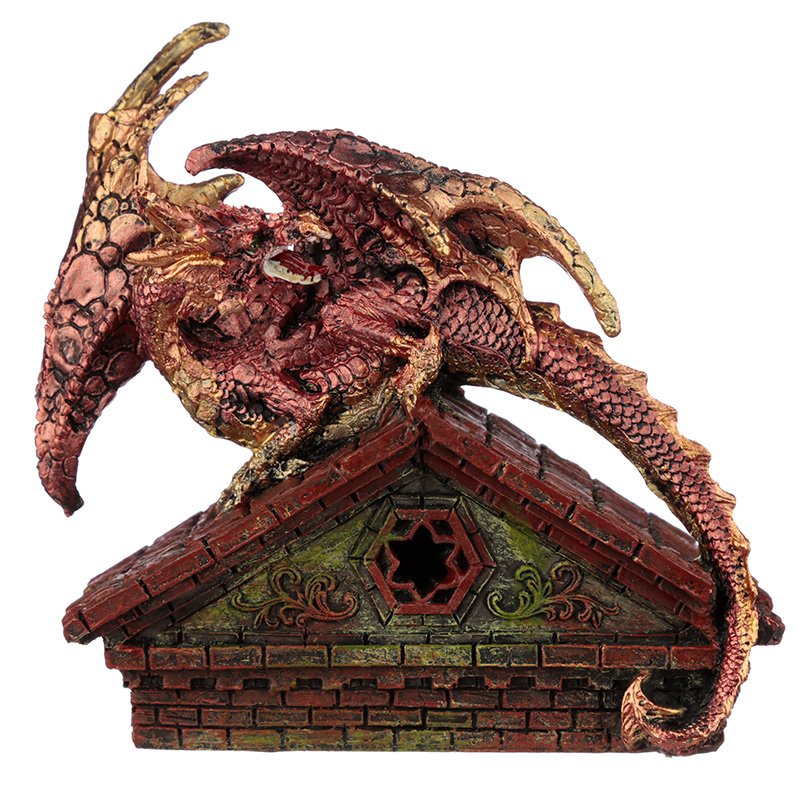 Stained Glass Window Roof Top LED Dragon Figurine