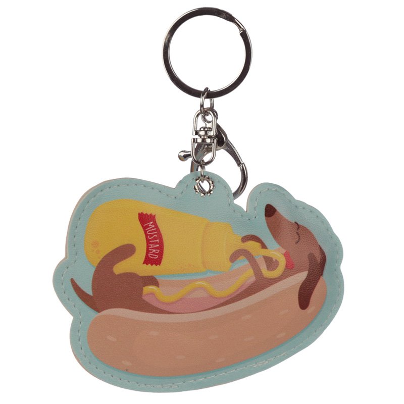 Leatherette Hot Dog Keyring