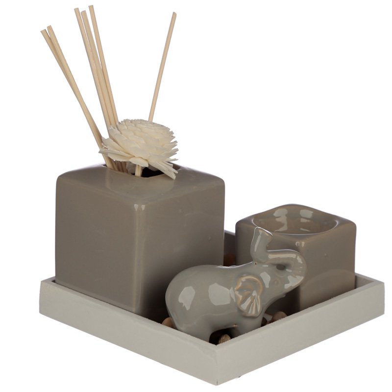 Eden Aroma Set - Elephant Reed Diffuser & Candle Holder