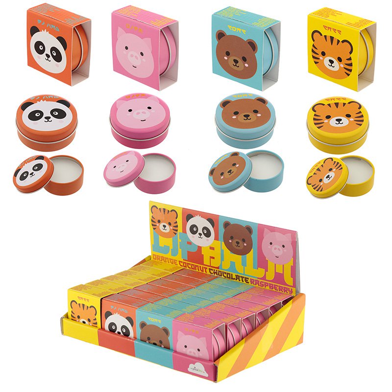 Fun Flavoured Lip Balm in a Tin - Cute Animal Designs