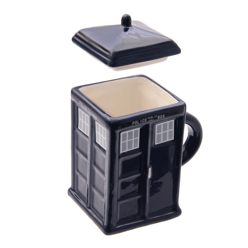 Ceramic Police Box Square Mug with Lid