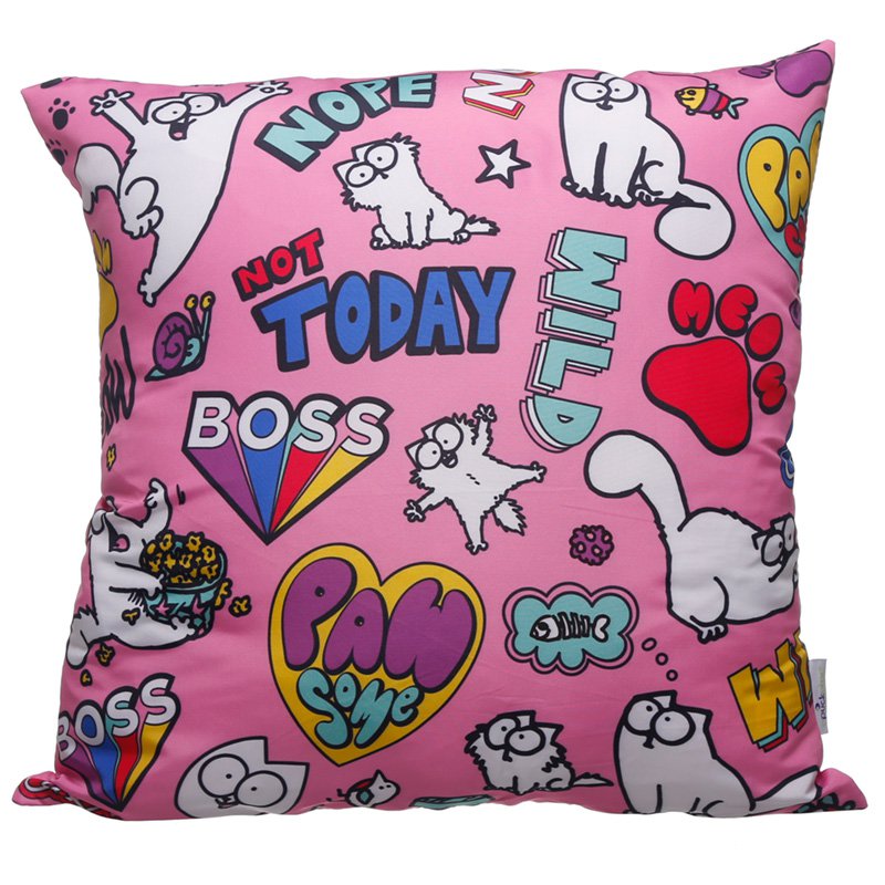 Pink Simon's Cat Pawsome Cushion with Insert
