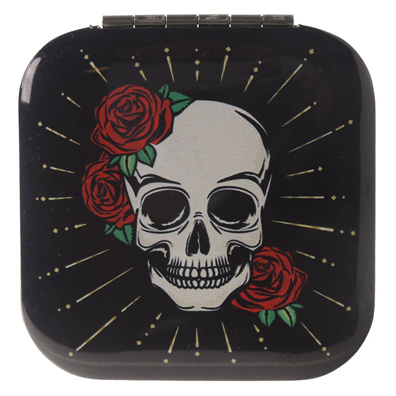 Compact Mirror - Skull and Rose