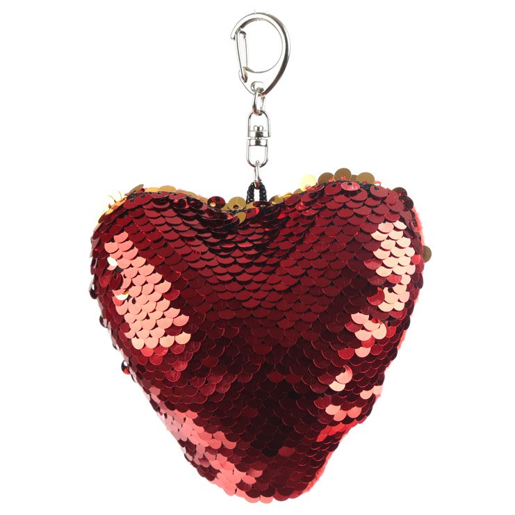 Heart Shaped Glitter Sequin Keyring Key Chain