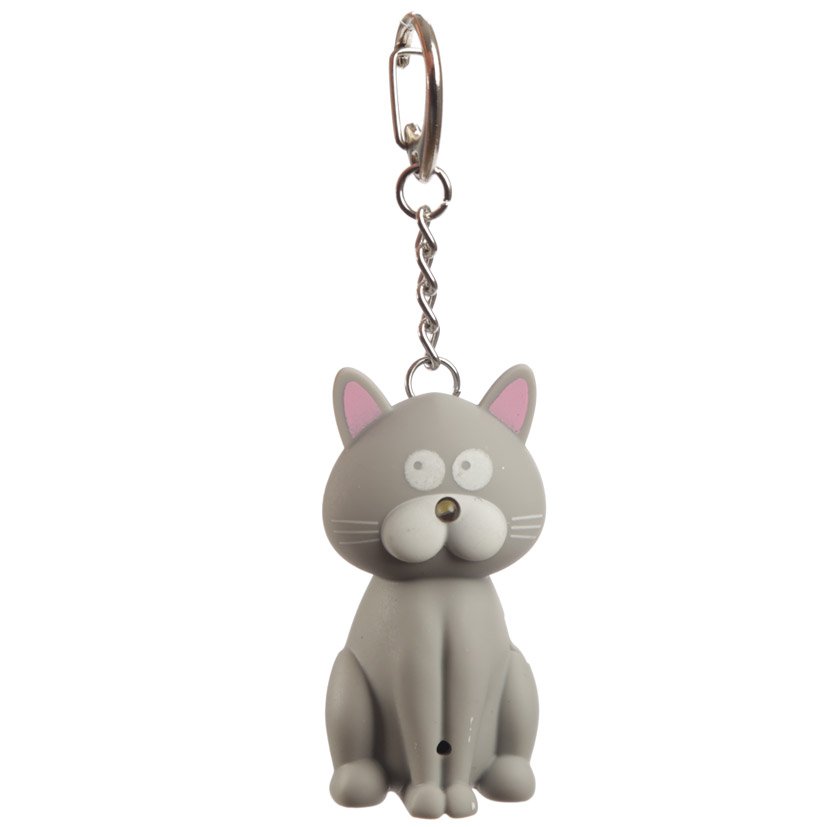 Meowing Light and Sound Kitty Cat Keyring (Assorted)
