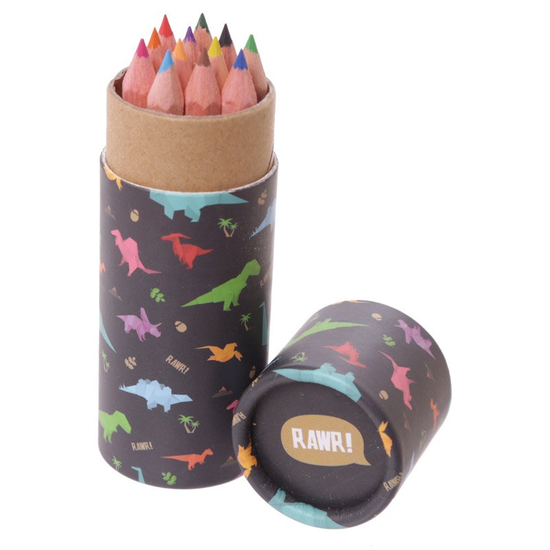 Kids Colouring Pencil Tube - Dinosaur