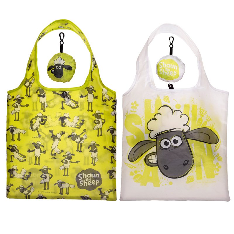 Fold Up Shaun the Sheep Shopping Bag with Holder (Assorted)