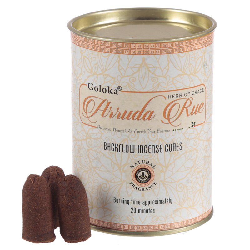 Goloka Backflow Incense Cones - Arruda Rue (6 Tins)