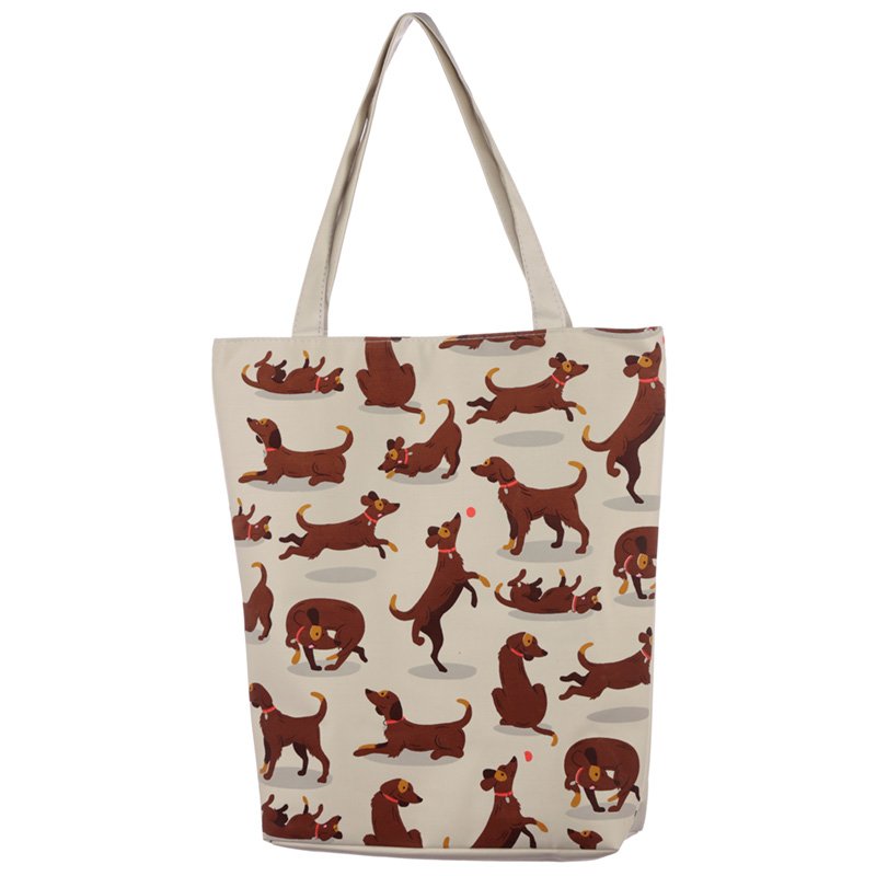 Cotton Zip Up Shopping Bag - Catch Patch Dog