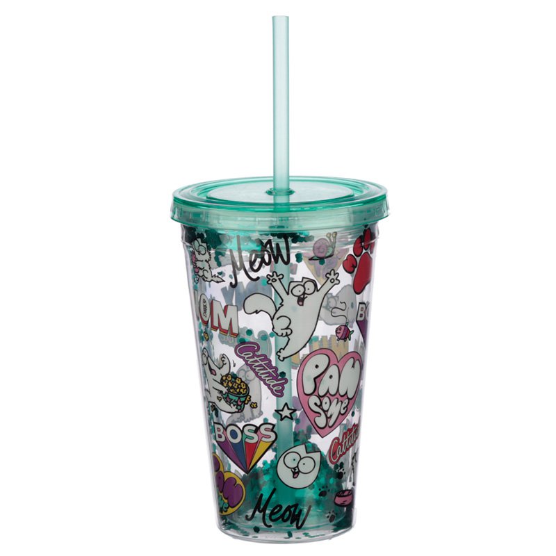 Simon's Cat Pawsome Double Walled Cup with Lid and Straw