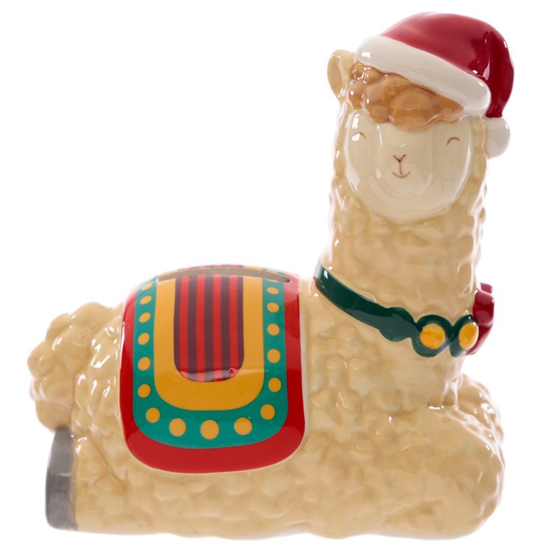 Ceramic Christmas Llama Money Box