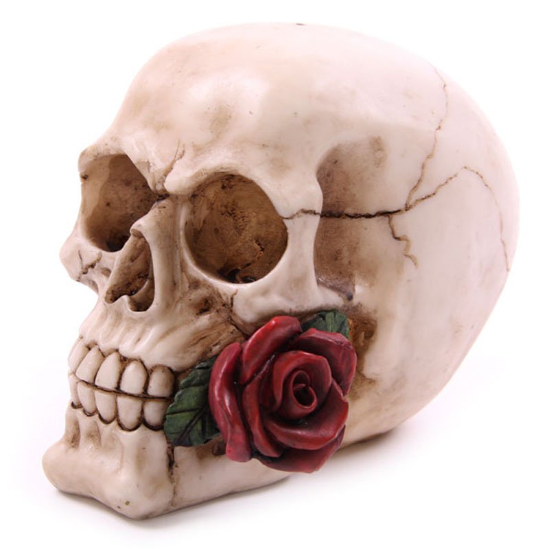 Skull Head with Roses Ornament