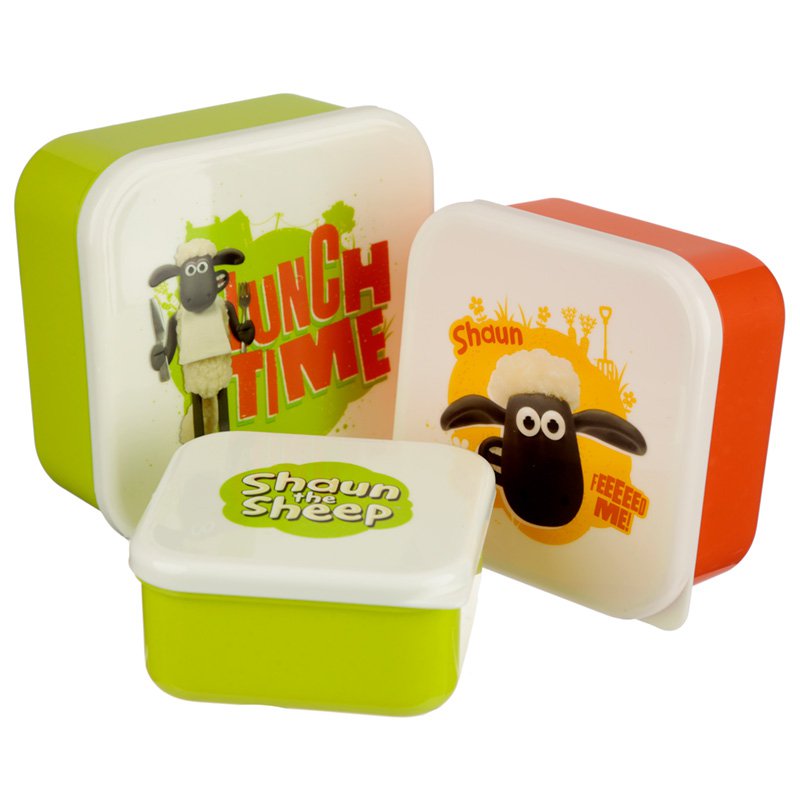 Shaun The Sheep Set of 3 Plastic Lunch Boxes